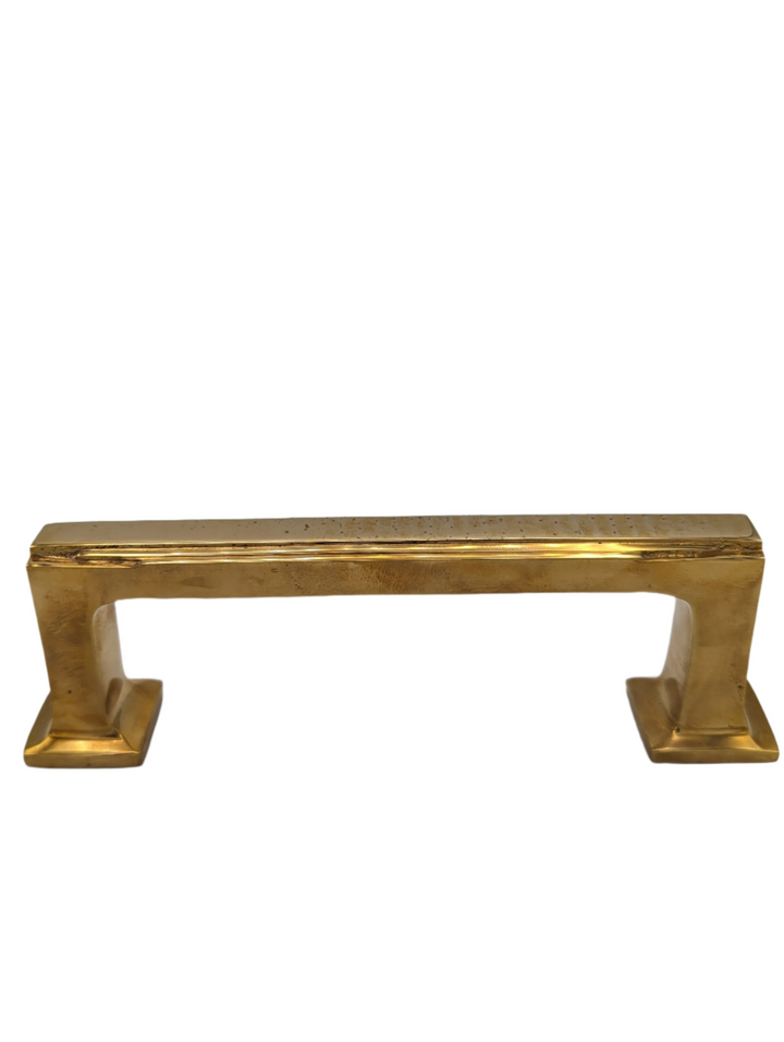 Open Box Sale Item 7 Inch Solid Brass Art Deco Skyscraper Pull (Polished Brass Finish)