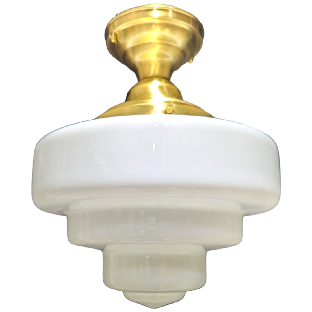 Antique Hardware 15 1/2 Inch Manhattan Skyscraper Nouveau Style Semi-Flush Mount Light (Satin Brass Finish) 