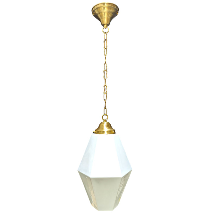 ##Antique Hardware## 38 1/2 Inch Manhattan Skyscraper Prism Style Chain Light (Satin Brass Finish)