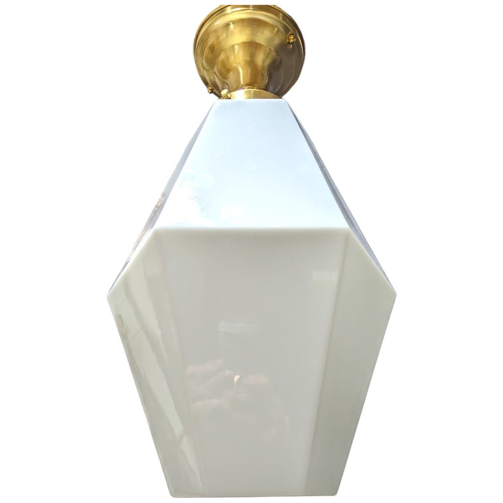 ##Antique Hardware## 20 Inch Manhattan Skyscraper Prism Style Semi-Flush Mount Light (Satin Brass Finish)
