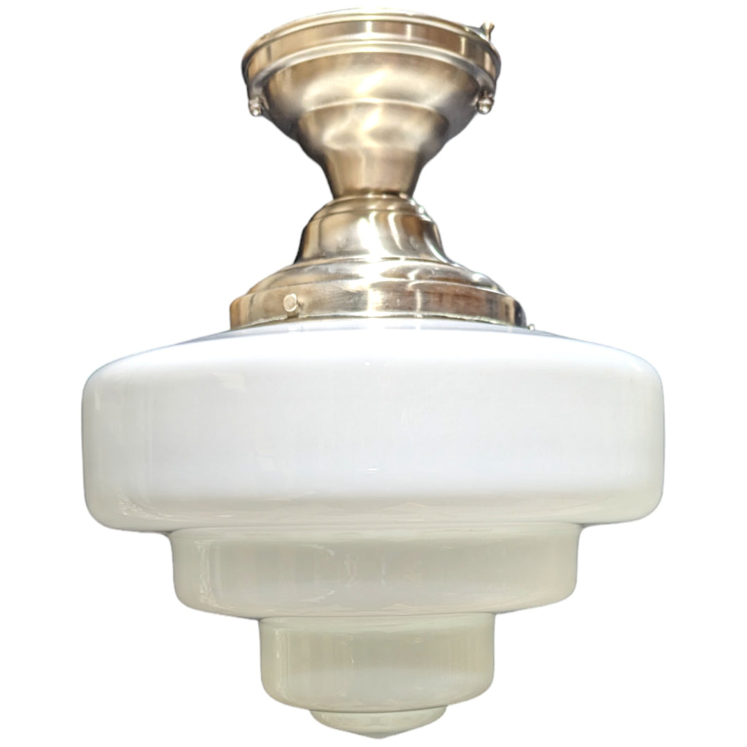 Antique Hardware 15 1/2 Inch Manhattan Skyscraper Nouveau Style Semi-Flush Mount Light (Satin Nickel Finish) 