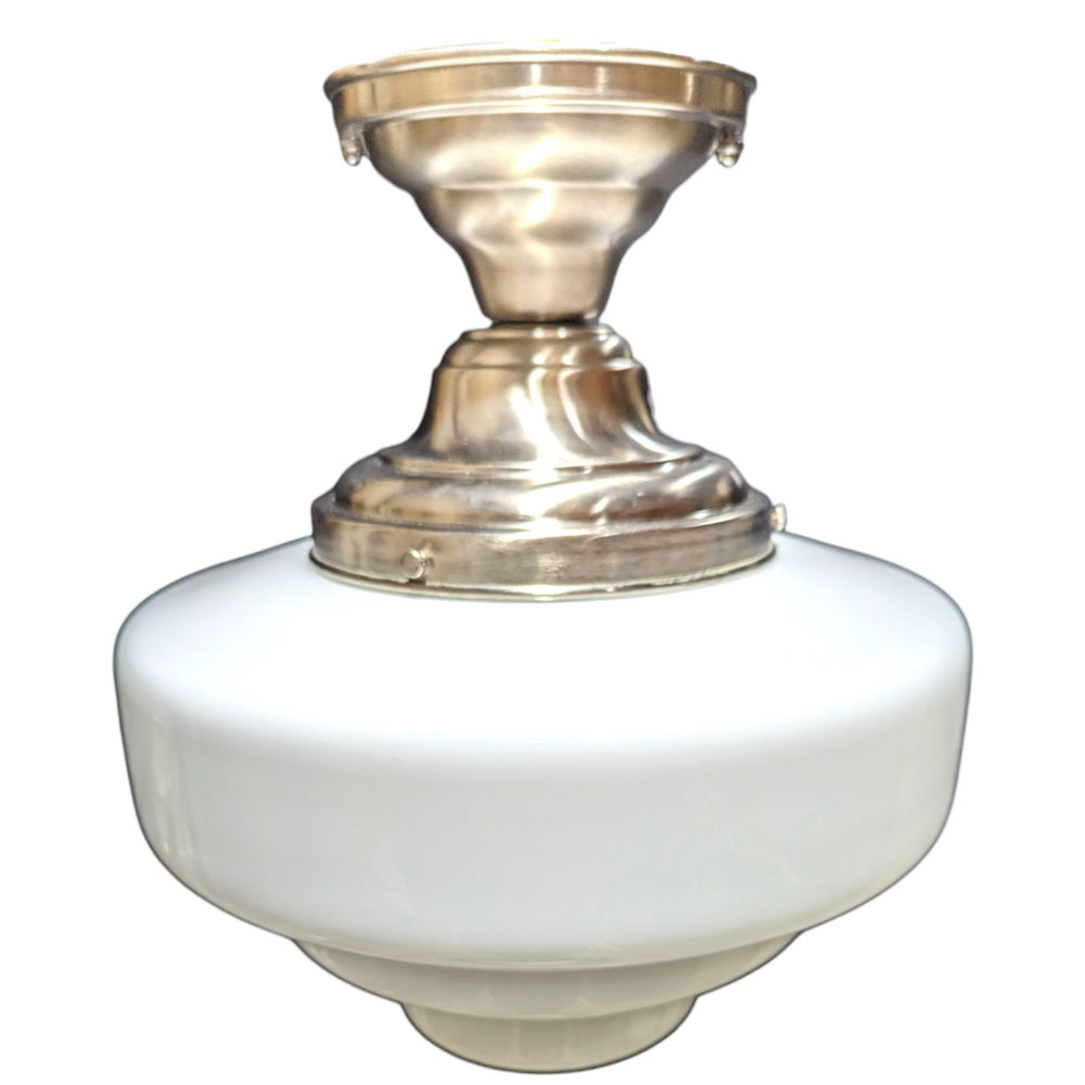 Antique Hardware 15 1/2 Inch Manhattan Skyscraper Nouveau Style Semi-Flush Mount Light (Satin Nickel Finish) 