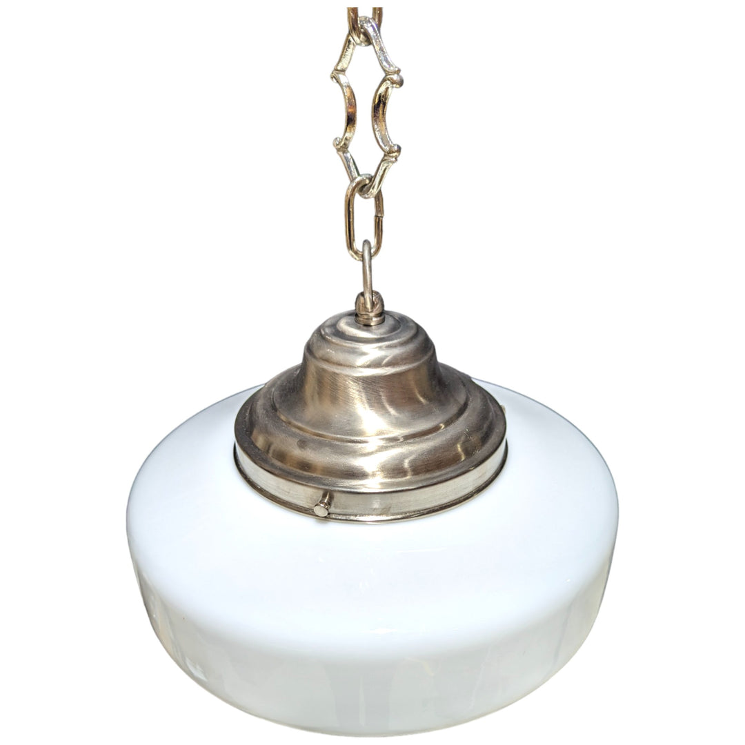 ##Antique Hardware## 28 1/2 Inch Manhattan Skyscraper Nouveau Style Chain Light (Satin Nickel Finish)