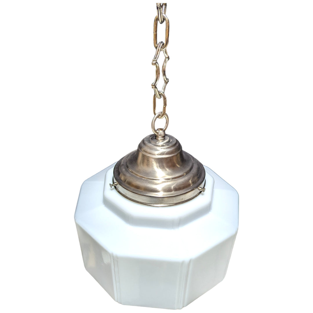 ##Antique Hardware## 34 1/2 Inch Manhattan Skyscraper Grandeur Style Chain Light (Satin Nickel Finish)