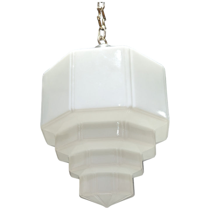 ##Antique Hardware## 34 1/2 Inch Manhattan Skyscraper Grandeur Style Chain Light (Satin Nickel Finish)