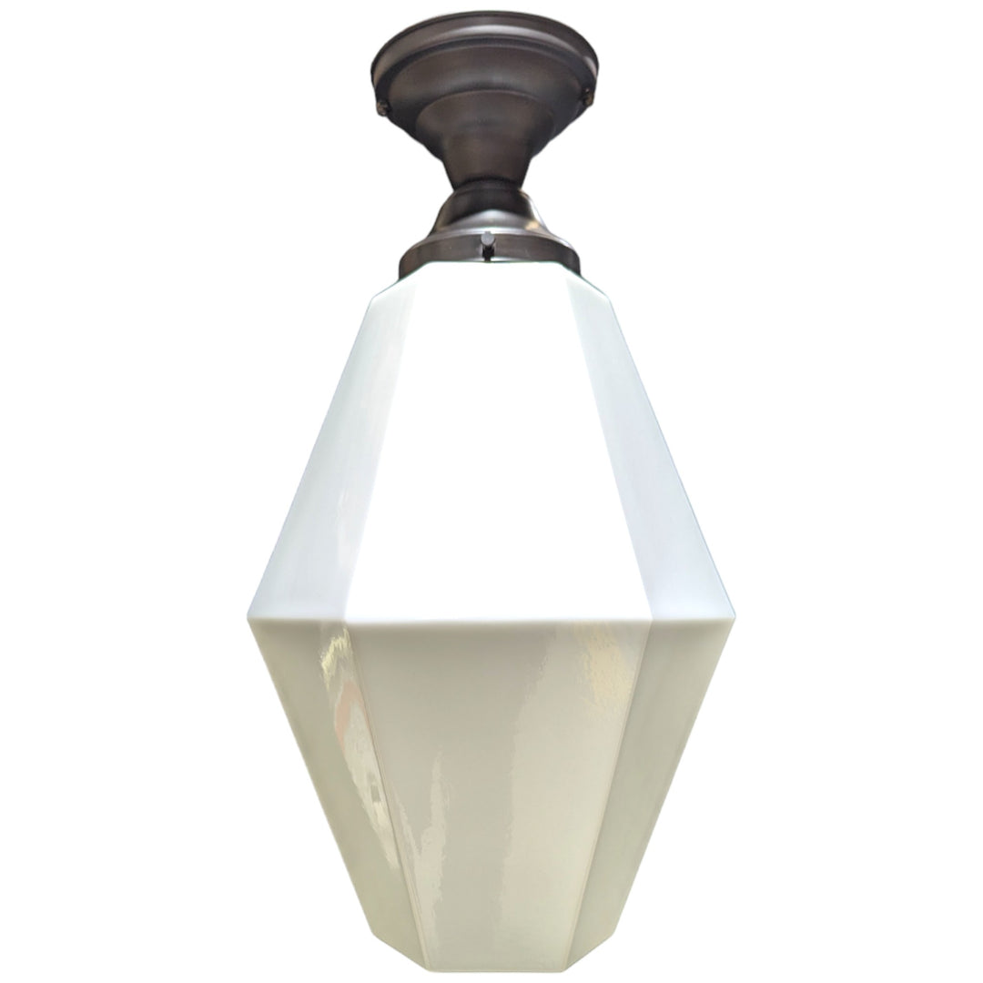 ##Antique Hardware## 20 Inch Manhattan Skyscraper Prism Style Semi-Flush Mount Light (Black Bronze Finish)