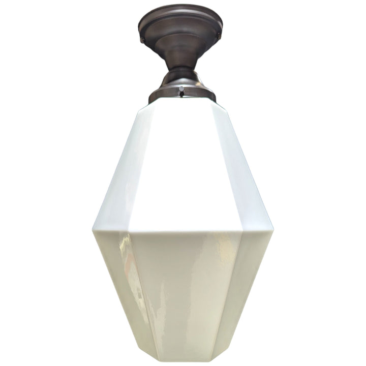 ##Antique Hardware## 20 Inch Manhattan Skyscraper Prism Style Semi-Flush Mount Light (Black Bronze Finish)