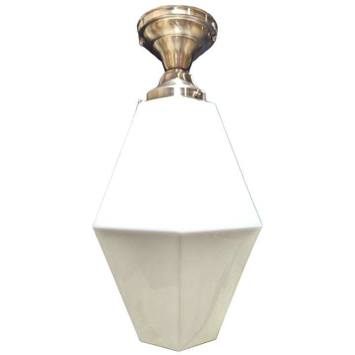 ##Antique Hardware## 20 Inch Manhattan Skyscraper Prism Style Semi-Flush Mount Light (Satin Nickel Finish)