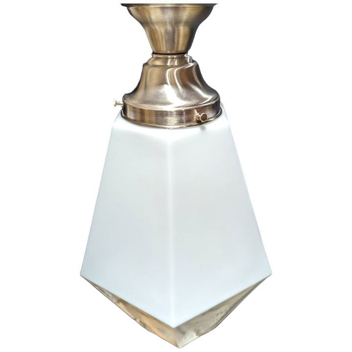 ##Antique Hardware## 20 Inch Manhattan Skyscraper Prism Style Semi-Flush Mount Light (Satin Nickel Finish)