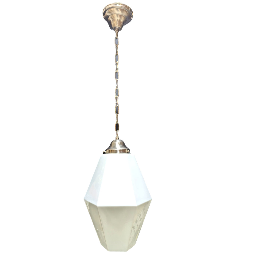##Antique Hardware## 38 1/2 Inch Manhattan Skyscraper Prism Style Chain Light (Satin Nickel Finish)