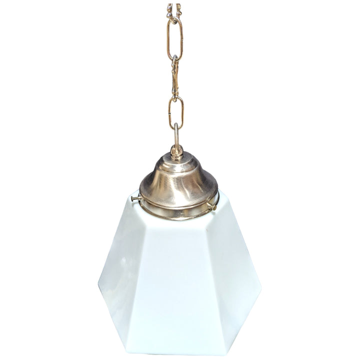 ##Antique Hardware## 38 1/2 Inch Manhattan Skyscraper Prism Style Chain Light (Satin Nickel Finish)