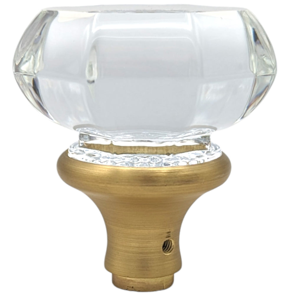 ##Antique Hardware## Octagon Style Crystal Door Knobs (Satin Brass Finish)