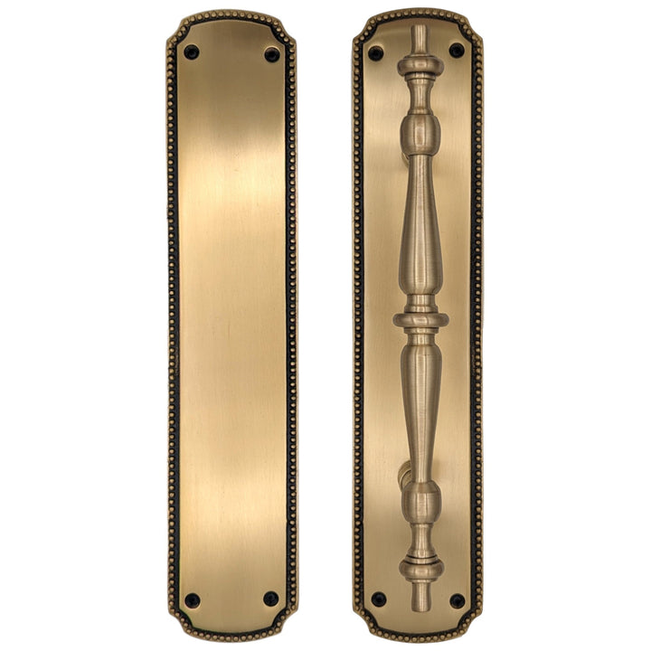 ##Antique Hardware## 11 1/2 Inch Solid Brass Beaded Push & Pull Plate Set (Several Finishes Available)