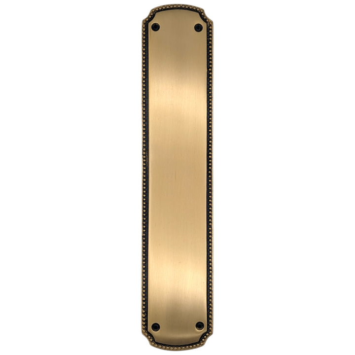##Antique Hardware## 11 1/2 Inch Solid Brass Beaded Push & Plate (Several Finishes Available)