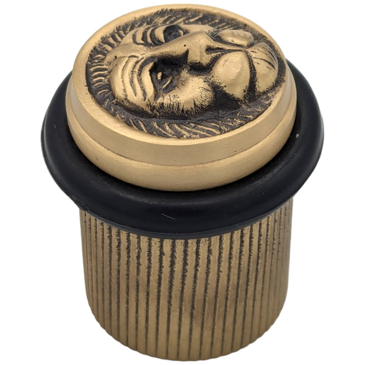##Antique Hardware## Lion Head Brass Floor Mount Door Stop (Several Finishes Available)