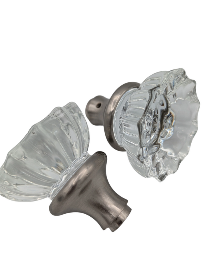 Open Box Sale Item Fluted Crystal Spare Knob Set (Brushed Nickel Finish)