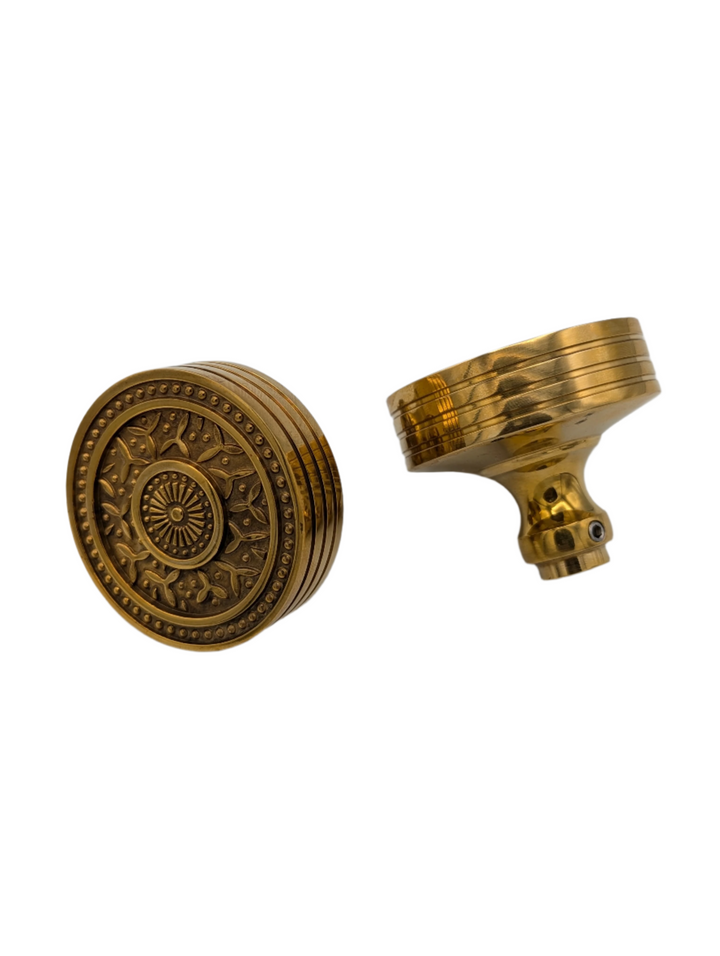 Open Box Sale Item Rice Pattern Solid Brass Spare Door Knob (Polished Brass Finish)