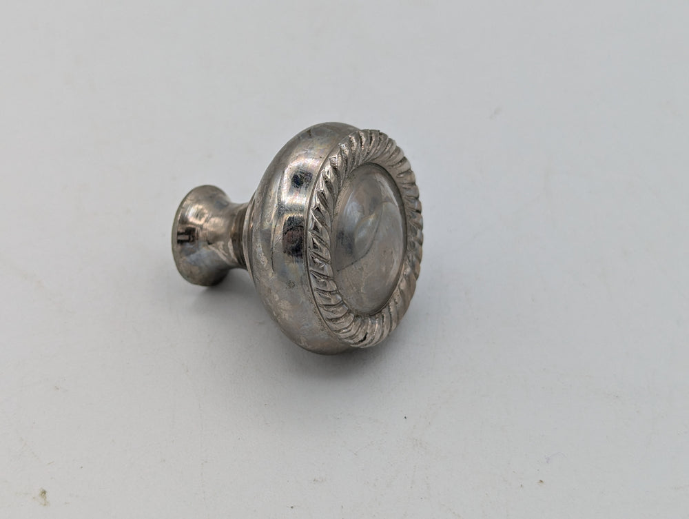 ##Antique Hardware## Open Box Sale Item 1 1/4 Inch Solid Brass Round Georgian Roped Cabinet & Furniture Knob (Polished Nickel Finish)