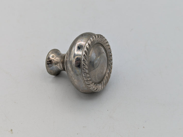##Antique Hardware## Open Box Sale Item 1 1/4 Inch Solid Brass Round Georgian Roped Cabinet & Furniture Knob (Polished Nickel Finish)