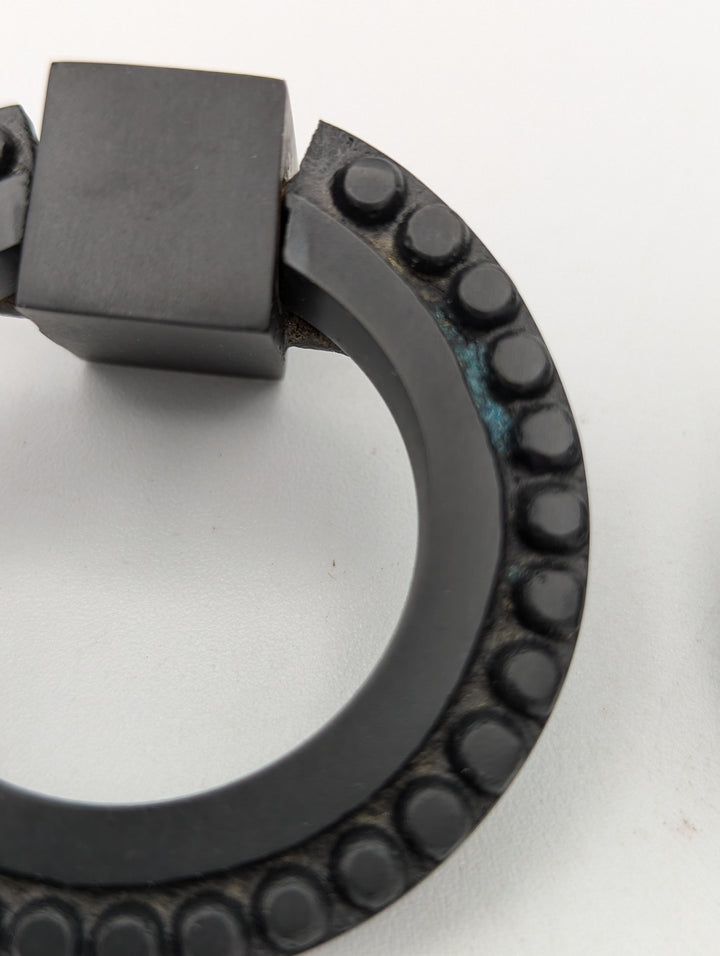 ##Antique Hardware## Open Box Sale Item 2 Inch Solid Brass Beaded Drawer Ring Pull (Oil Rubbed Bronze Finish) - Set of 2