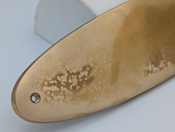 ##Antique Hardware## Open Box Sale Item 11 Inch Solid Brass Traditional Oval Push Plate (Polished Brass Finish)