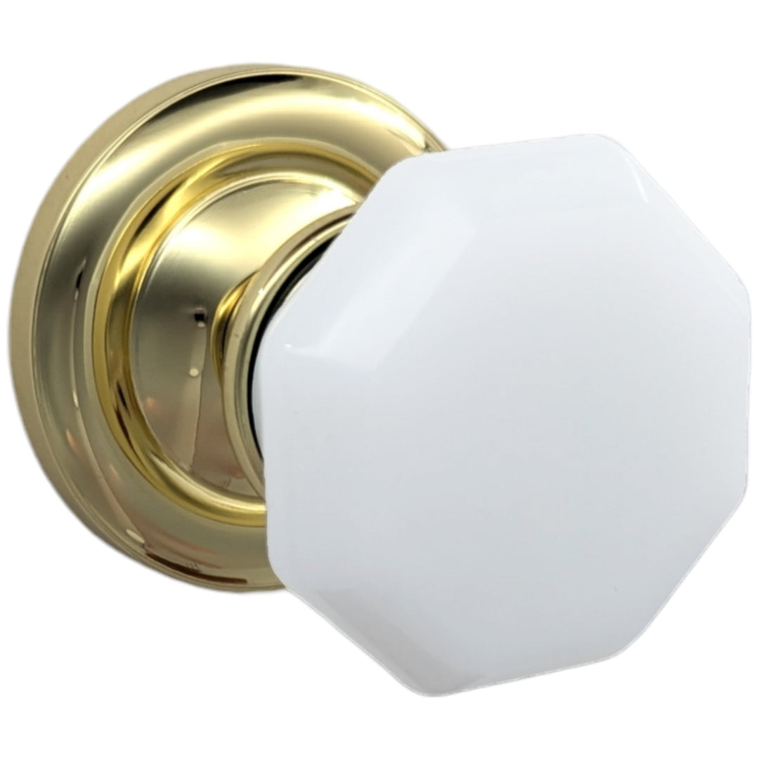 ##Antique Hardware## Magnifique™ Classic Door Set with White Milk Glass Octagon Knobs (Several Finishes Available)