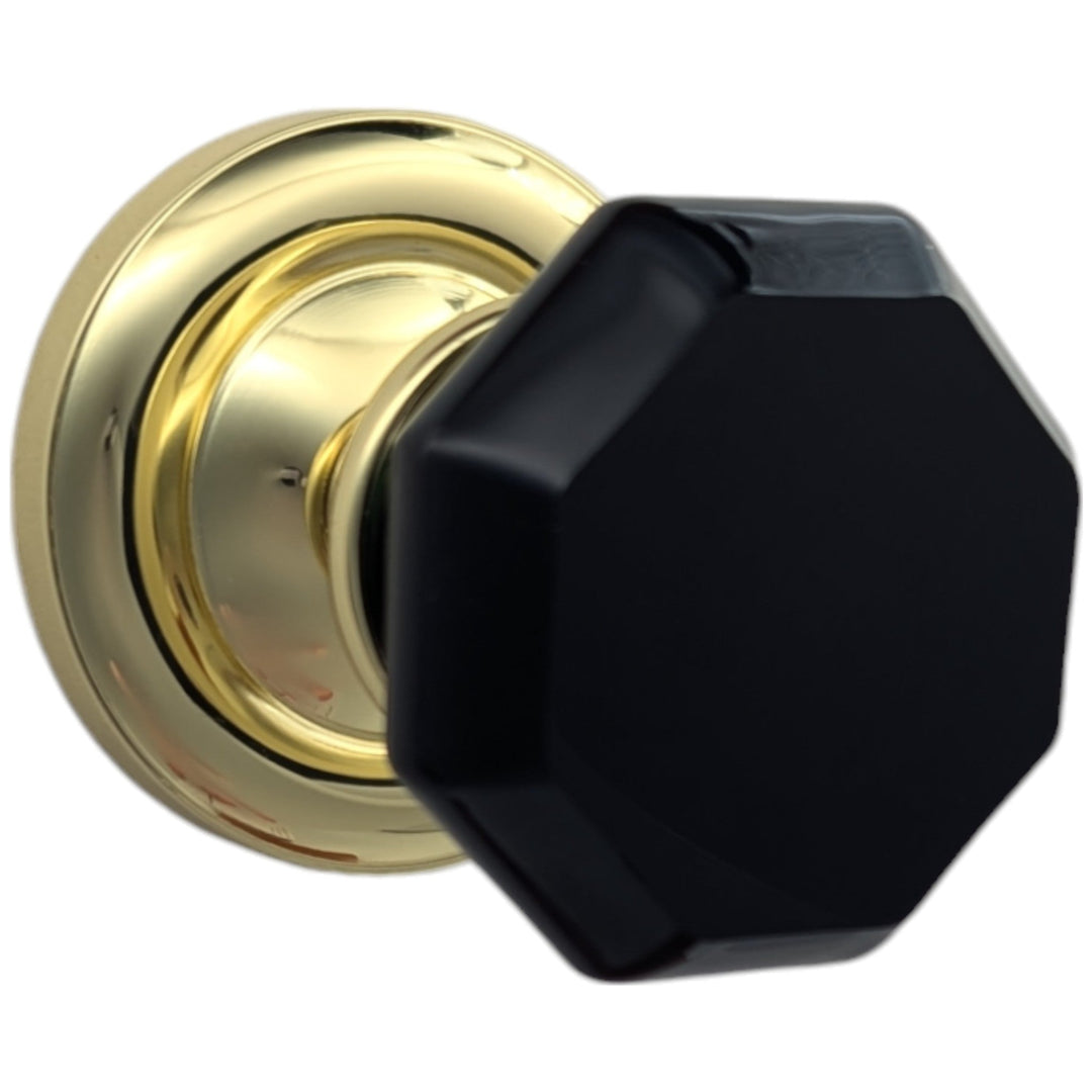 ##Antique Hardware## Magnifique™ Classic Door Set with Black Glass Octagon Knobs (Several Finishes Available)