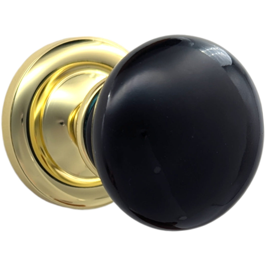 ##Antique Hardware## Magnifique™ Classic Door Set with Black Porcelain Knobs (Several Finishes Available)