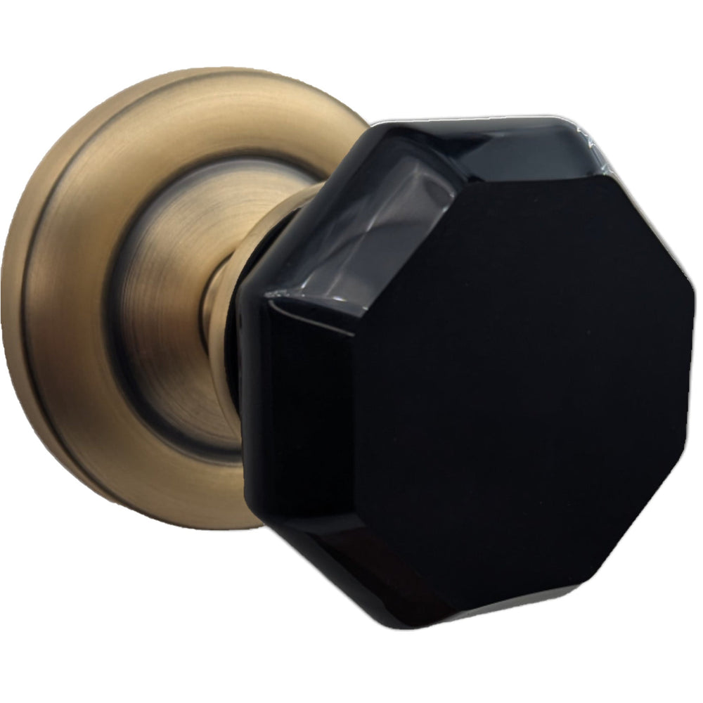 ##Antique Hardware## Magnifique™ Classic Door Set with Black Glass Octagon Knobs (Several Finishes Available)