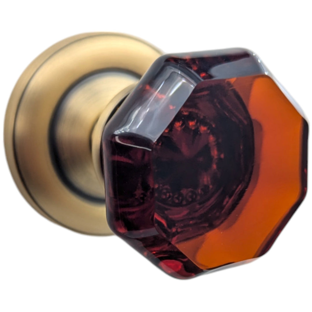 ##Antique Hardware## Magnifique™ Classic Door Set with Amber Glass Knobs (Several Finishes Available)