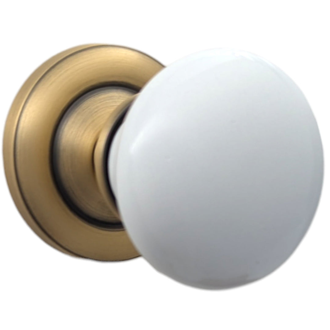 ##Antique Hardware## Magnifique™ Classic Door Set with White Porcelain Knobs (Several Finishes Available)