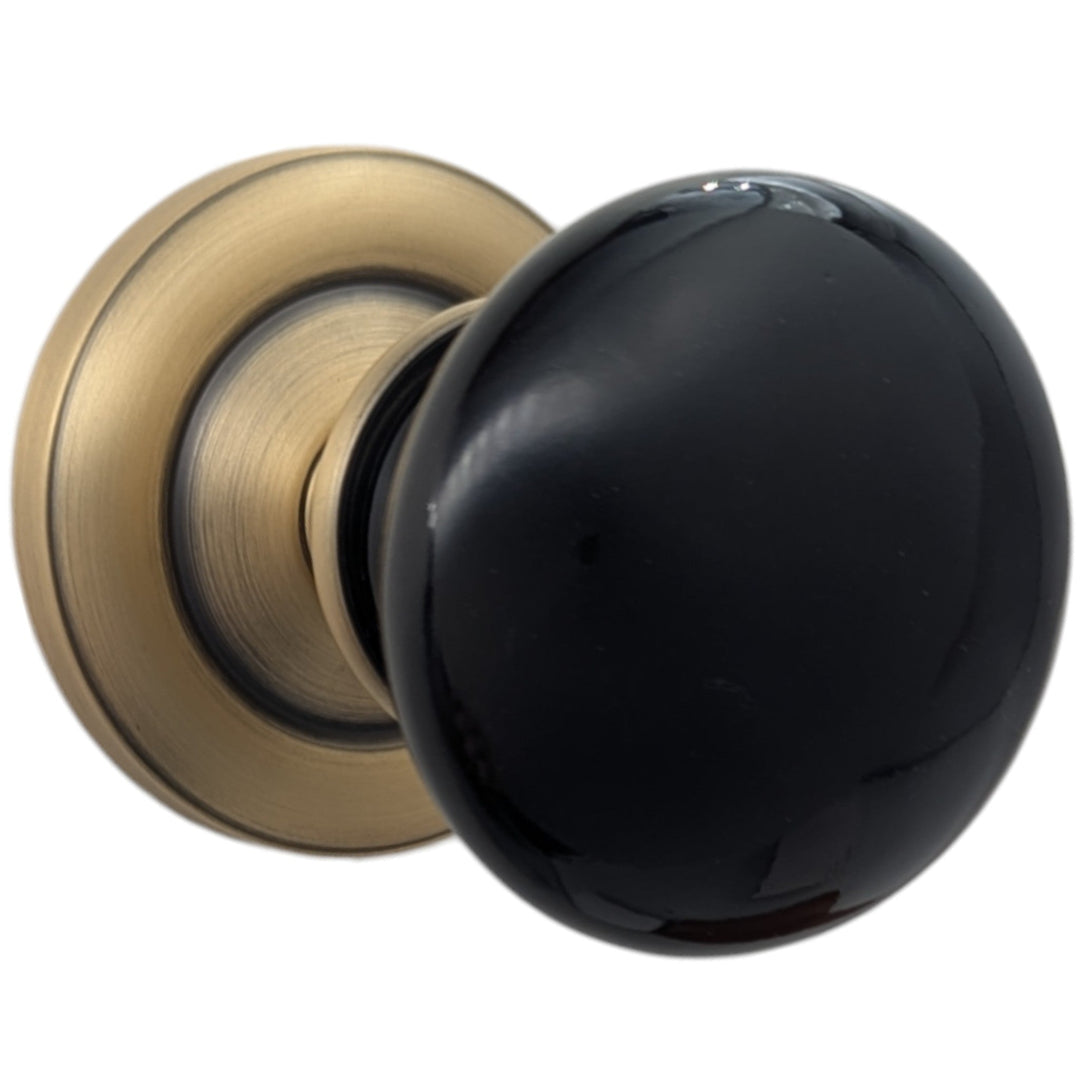 ##Antique Hardware## Magnifique™ Classic Door Set with Black Porcelain Knobs (Several Finishes Available)