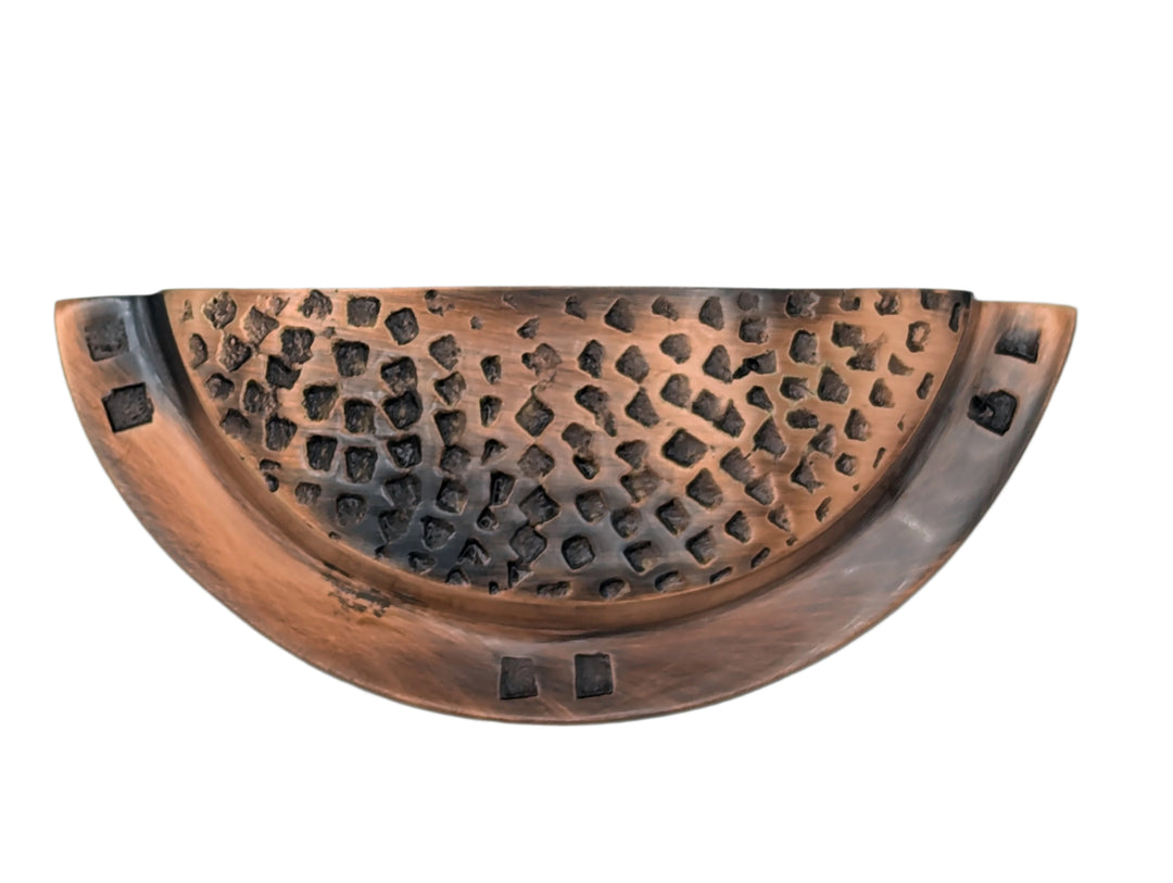 ##Antique Hardware## Open Box Sale Item 4 Inch (3 1/4 Inch c-c) Craftsman Hammered Cup Pull (Antique Copper Finish)