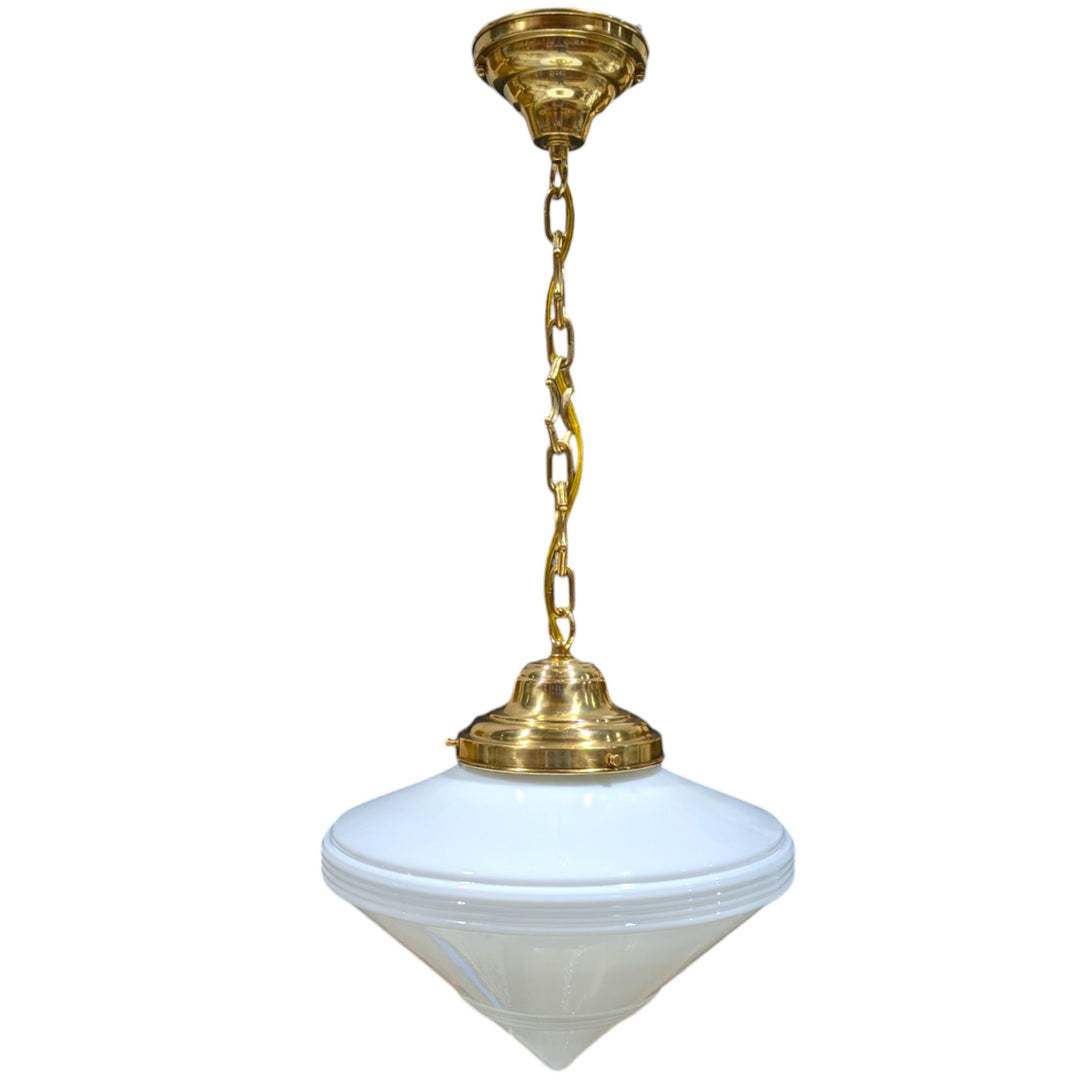 ##Antique Hardware## Large Art Deco Glass Fancy Chain Light (Several Finishes Available)