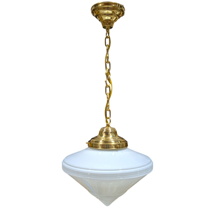 ##Antique Hardware## Large Art Deco Glass Fancy Chain Light (Several Finishes Available)