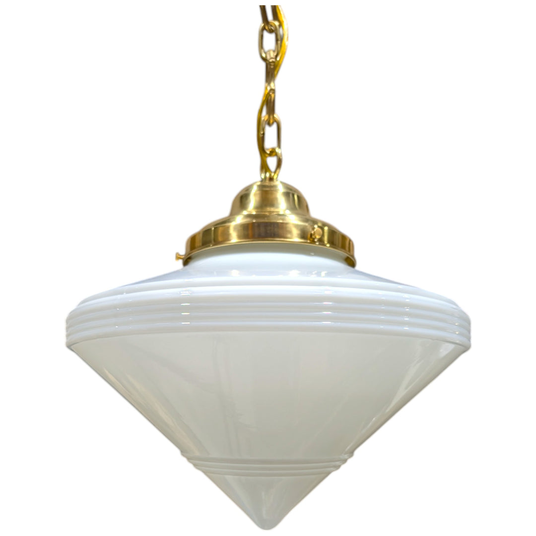 ##Antique Hardware## Large Art Deco Glass Fancy Chain Light (Several Finishes Available)