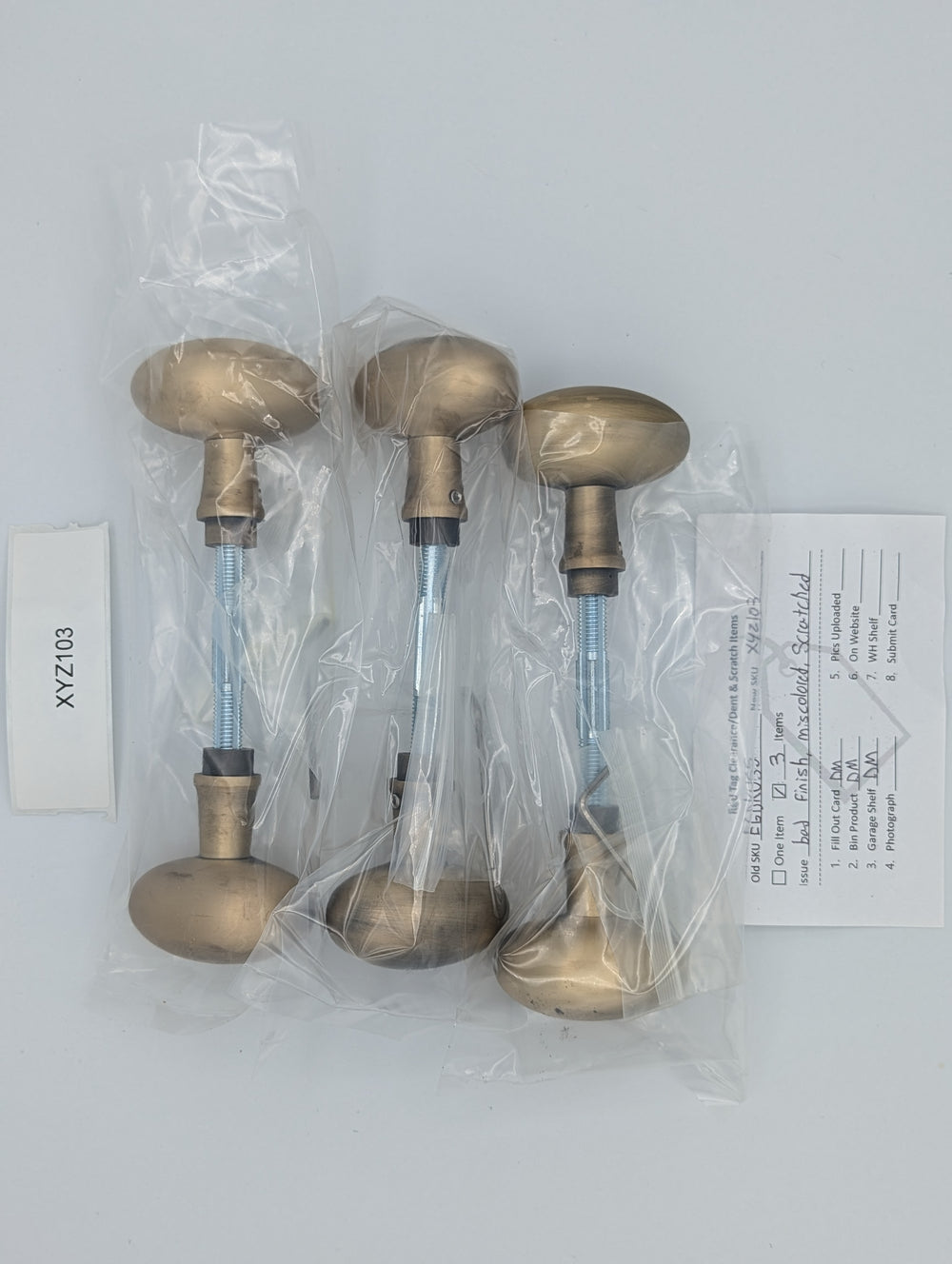 ##Antique Hardware## Open Box Sale Item Solid Brass Egg Door Knobs Spare Set with Spindle (Antique Brass) Set of 3