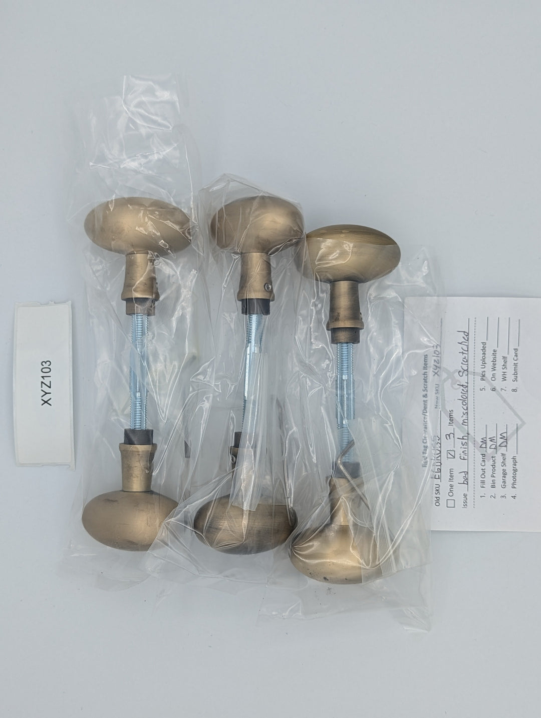 ##Antique Hardware## Open Box Sale Item Solid Brass Egg Door Knobs Spare Set with Spindle (Antique Brass) Set of 3