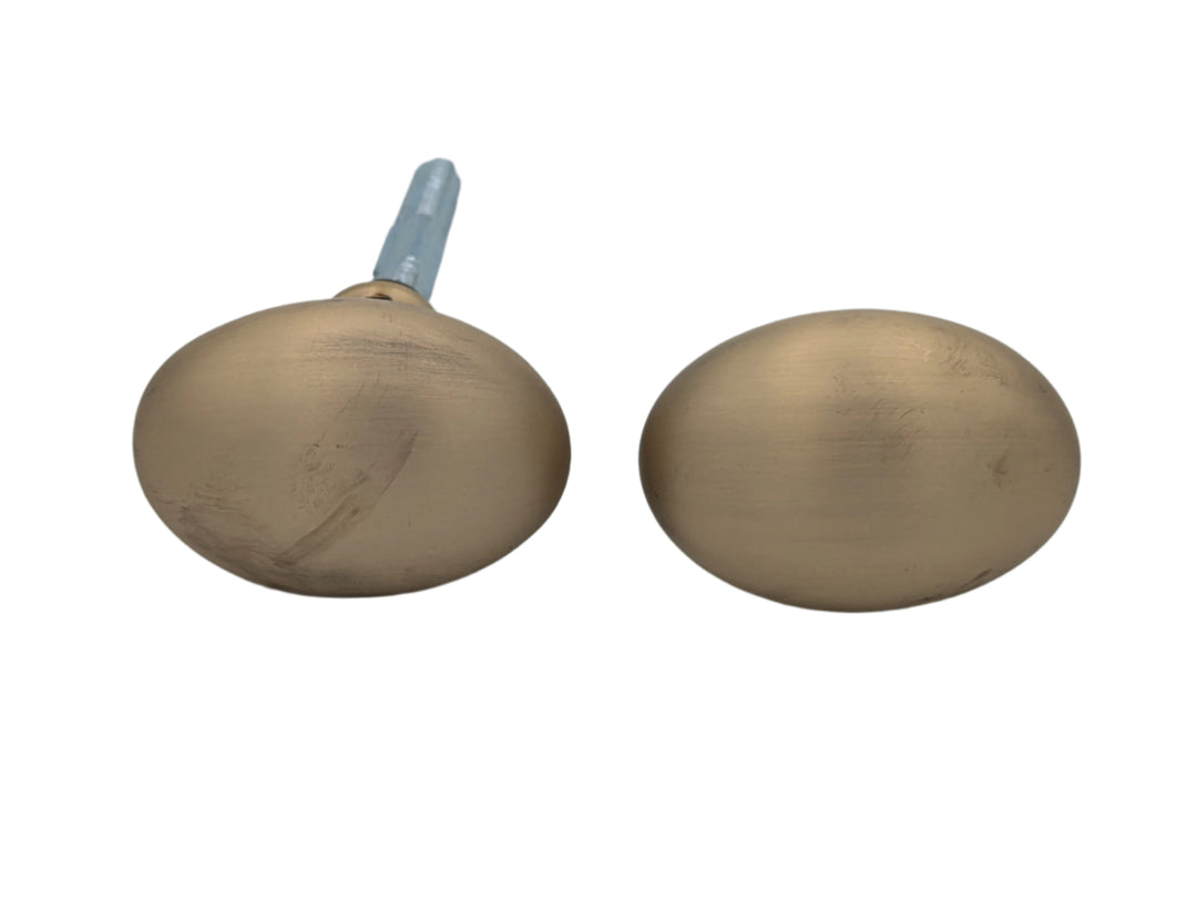 ##Antique Hardware## Open Box Sale Item Solid Brass Egg Door Knobs Spare Set with Spindle (Antique Brass) Set of 3