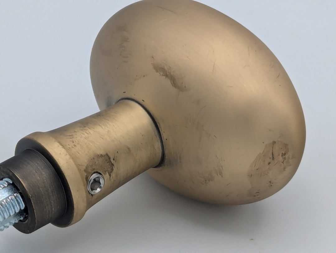 ##Antique Hardware## Open Box Sale Item Solid Brass Egg Door Knobs Spare Set with Spindle (Antique Brass) Set of 3