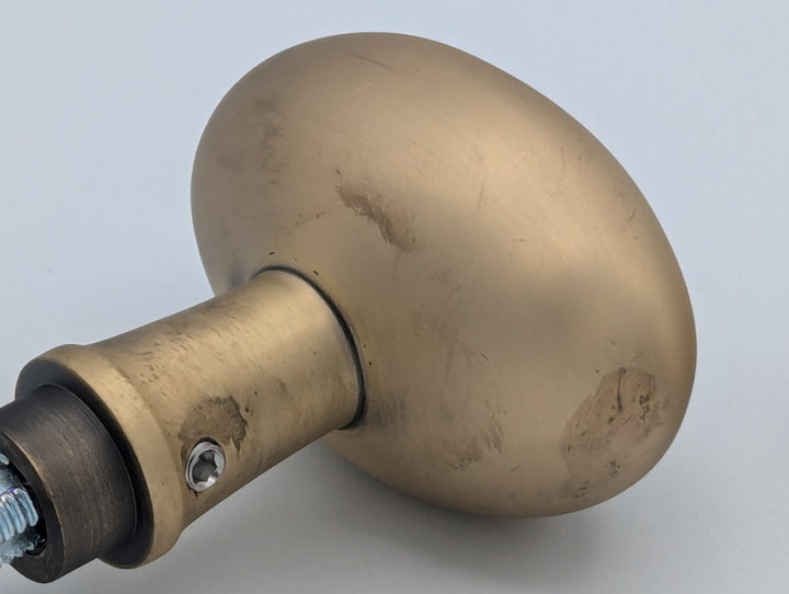 ##Antique Hardware## Open Box Sale Item Solid Brass Egg Door Knobs Spare Set with Spindle (Antique Brass) Set of 3