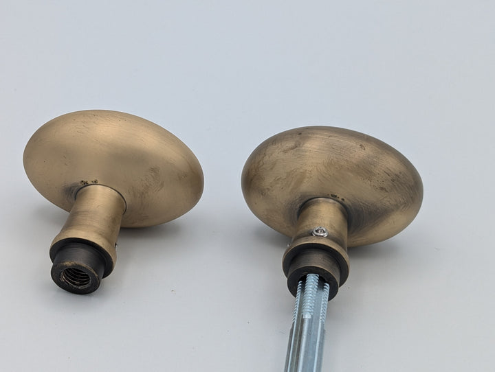 ##Antique Hardware## Open Box Sale Item Solid Brass Egg Door Knobs Spare Set with Spindle (Antique Brass) Set of 3