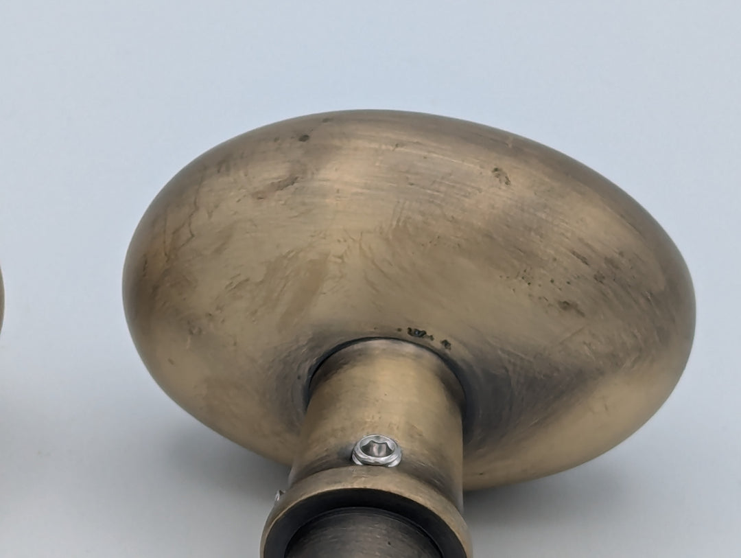 ##Antique Hardware## Open Box Sale Item Solid Brass Egg Door Knobs Spare Set with Spindle (Antique Brass) Set of 3