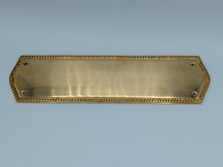 Open Box Sale Item 12 Inch Georgian Oval Roped Style Door Push Plate (Polished Brass Finish) - Set of 3