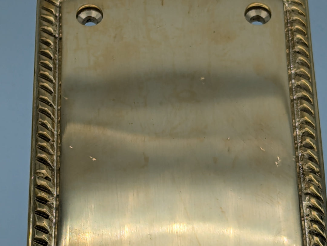 Open Box Sale Item 12 Inch Georgian Oval Roped Style Door Push Plate (Polished Brass Finish) - Set of 3