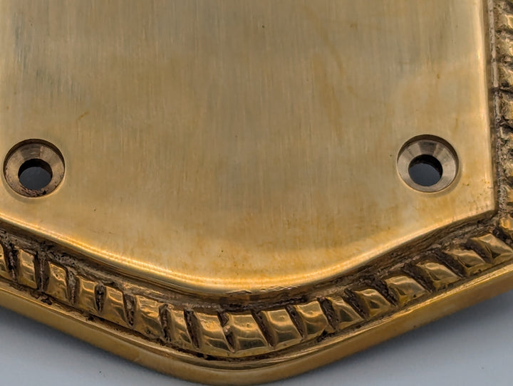 Open Box Sale Item 12 Inch Georgian Oval Roped Style Door Push Plate (Polished Brass Finish) - Set of 3