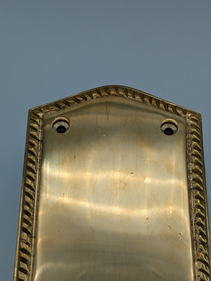 Open Box Sale Item 12 Inch Georgian Oval Roped Style Door Push Plate (Polished Brass Finish) - Set of 3