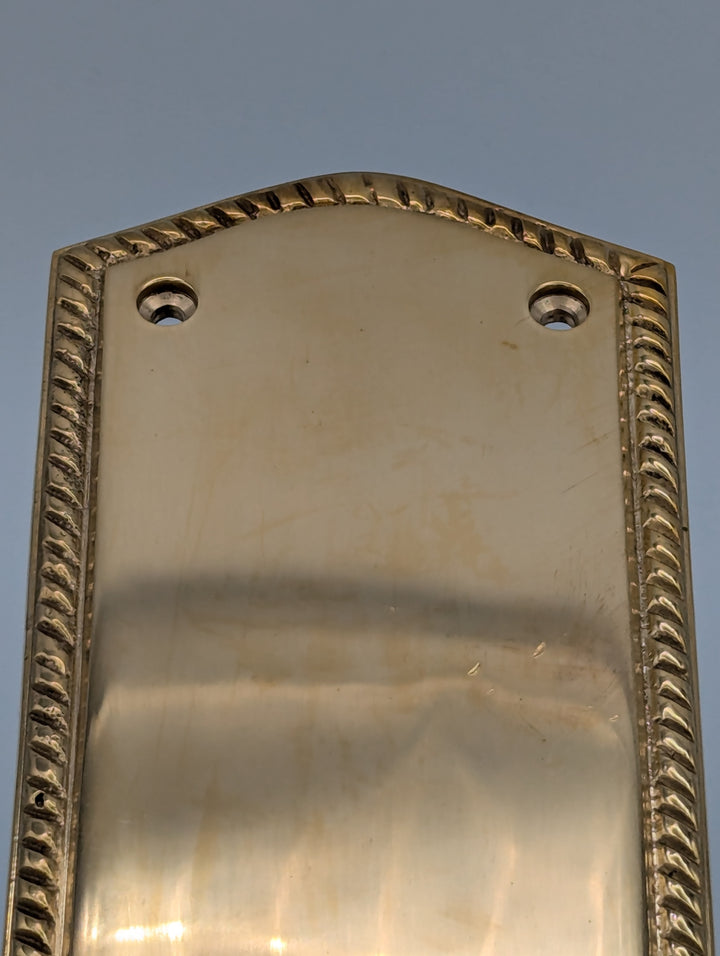 Open Box Sale Item 12 Inch Georgian Oval Roped Style Door Push Plate (Polished Brass Finish) - Set of 3