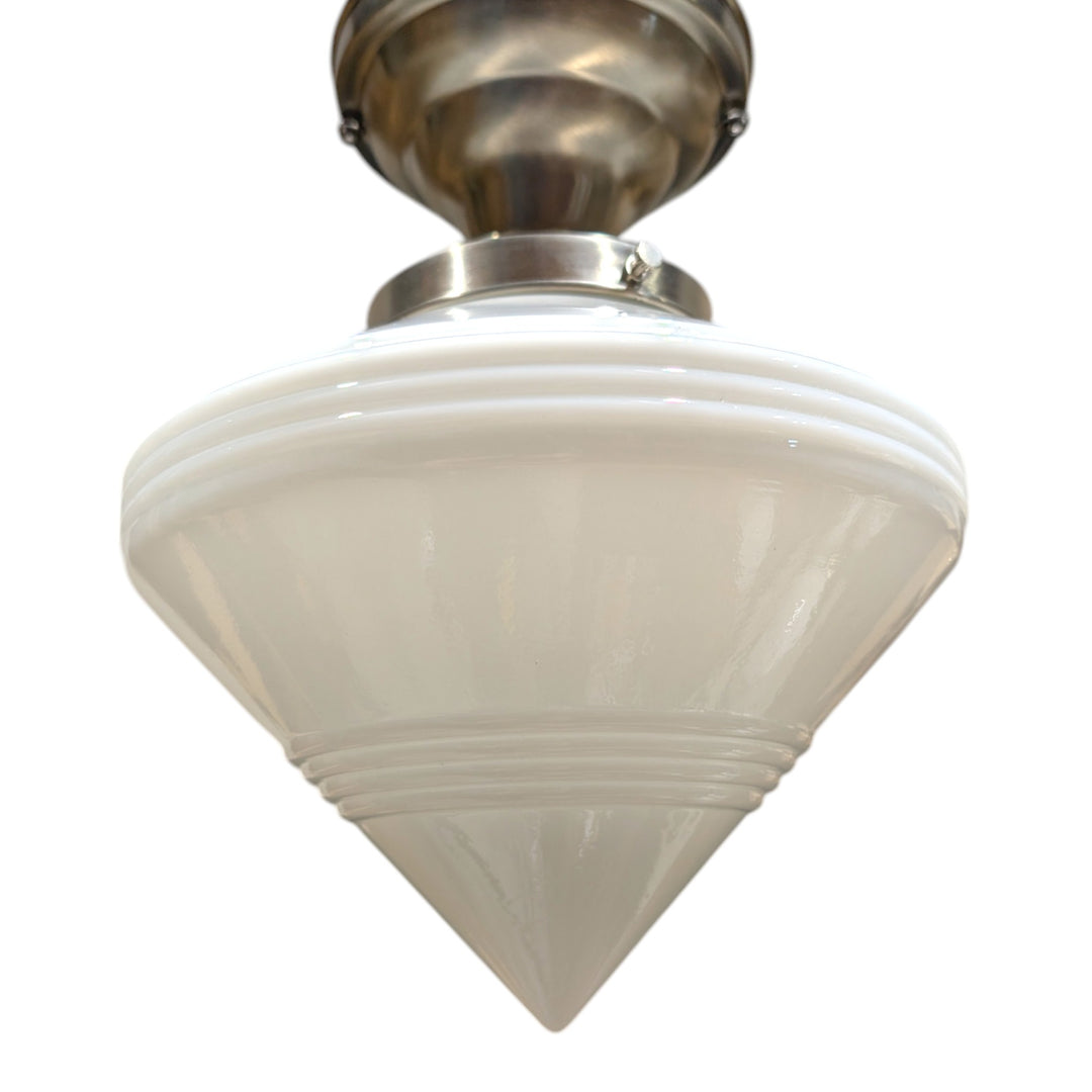 ##Antique Hardware## Small Art Deco Glass Semi-Flush Standard Light (Several Finishes Available)
