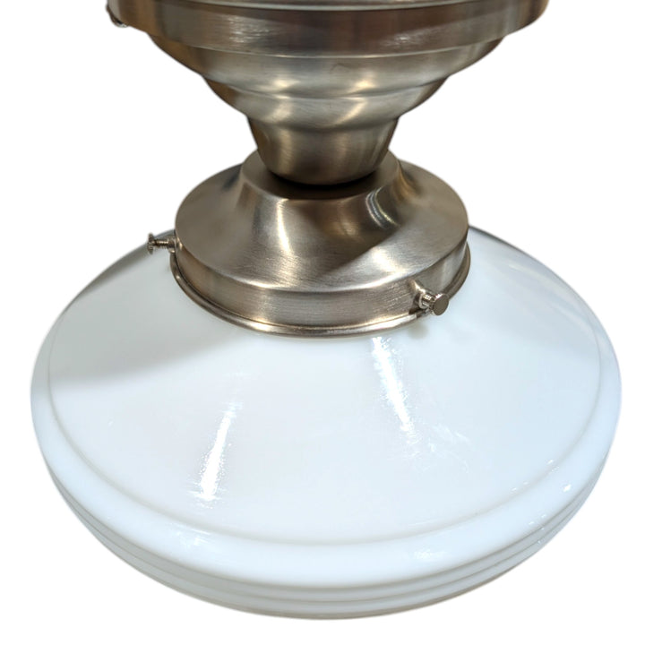 ##Antique Hardware## Small Art Deco Glass Semi-Flush Standard Light (Several Finishes Available)